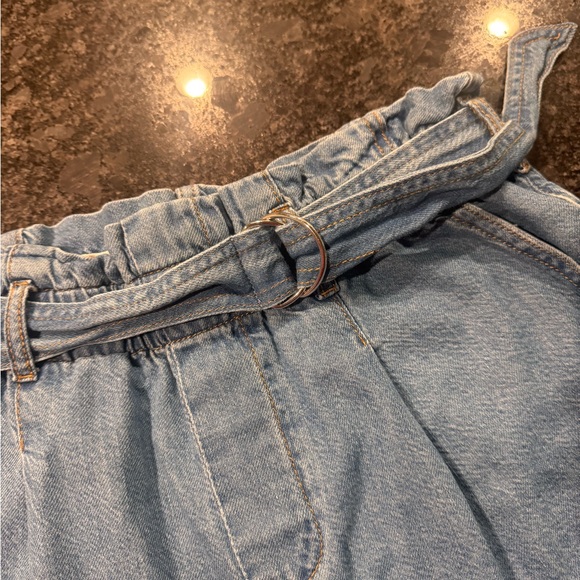 Anthropologie Pilcro Denim Blue Paperbag Waist Belted Women's Shorts - Picture 4 of 11